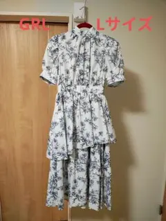 GRL 花柄バックリボンティアードワンピース　Lサイズ グレイル