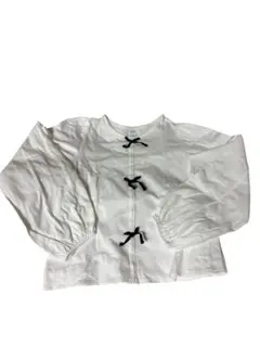 ZARA 白 長袖ブラウス風　リボン