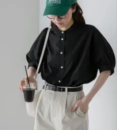 BONLECILL アソート柄ボリュームスリーブバンドカラー半袖シャツのサムネイル