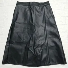 antiqua アンティカ フェイクレザースカート黒F ミモレ丈 ジップAラインのサムネイル