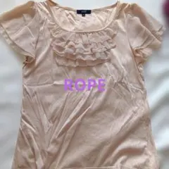 ROPÉ フリルネック 半袖カットソー ピンク M