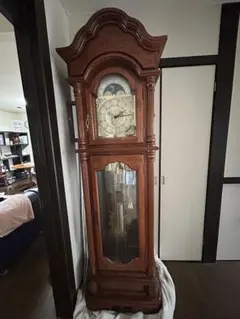 美品 tempus fugit ホールクロック 柱 振り子 時計 木製 彫刻 音