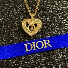 DIOR ヴィンテージ ネックレス ハート ラインストーン CDロゴ