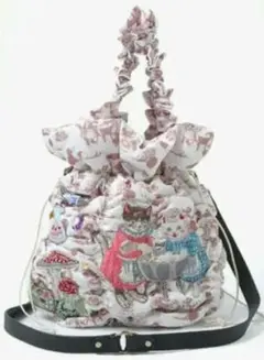 【未使用】tamaoworld ２WAY巾着バッグ 猫 刺繍