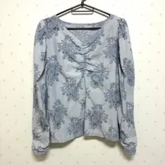 グリーンパークス レースシャーリングブラウス ブルー Fサイズ