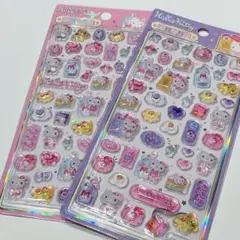 海外正規品 ♡ ハローキティ ぷっくり シール ピンク 紫 2枚セット