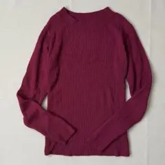 earth music&ecology リブニット ダークピンク 薄手