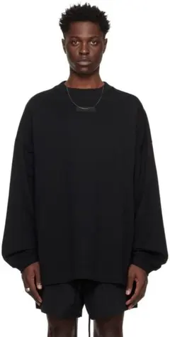 FEAR OF GOD ESSENTIALS ブラック ロゴパッチ 長袖Tシャツ