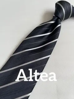Altea Milano ブラック ストライプ ネクタイ