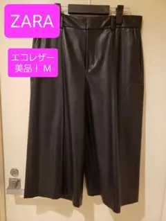 【美品！】ZARA　エコレザー　ハーフパンツ　キュロット　L　ブラック