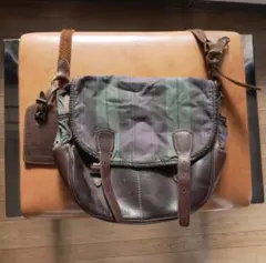 ラルフローレン オイルドコットンキャンバス地 牛革 メッセンジャーバッグ