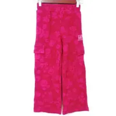 ギャップ 【130】花柄 カーゴパンツ ストレート裾 ピンク コットン お出かけ