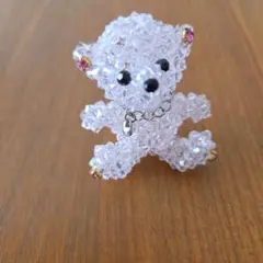 ハンドメイド ビーズチャーム くま バラ 鳥 水色 - メルカリ