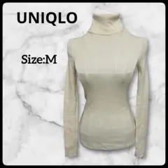 ユニクロ エクストラファインメリノ リブタートルネックセーター M アイボリー