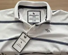【新品未使用】Abercrombie アバクロ ポロシャツ ホワイト/ネイビーのサムネイル
