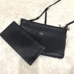 コーチ coach ショルダーバッグ エンボス レザー ロゴ ポーチ付き