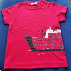 familiar 船のイラスト Tシャツ 赤120