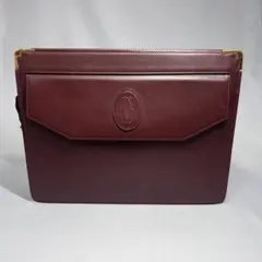 カルティエ マストライン クラッチバッグ セカンドバッグ ボルドー ヴィンテージ