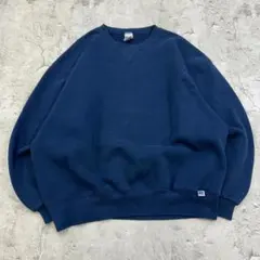 ロ*ン様 ラッセルアスレティック　前V　無地　ブランク　スウェット　古着　ネイビ