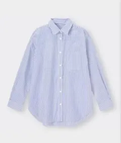 青と白のストライプ長袖シャツ