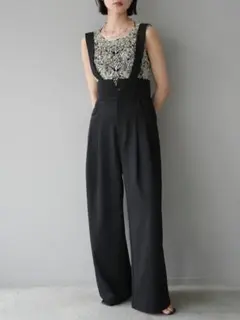 Lumier ハイウエストサスペンダーワイドパンツ　リュミエ サロペット　サロペ