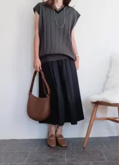 GU ブラック フレアスカート ロングスカート