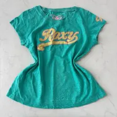 y2k ROXY 平成ギャル 半袖Tシャツ ロゴ刺繍 グリーン M（C656）