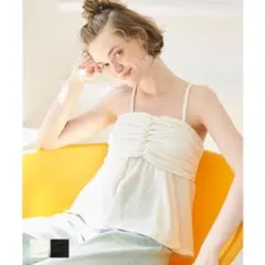 coca♡新品未使用タグ付き♡楊柳プリーツギャザービスチェL♡アイボリーLサイズ