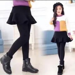 キッズ フリルスカートレギンス スカッツ黒 韓国