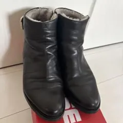 ルカグロッシ ファーレザー ショートブーツ ブラック