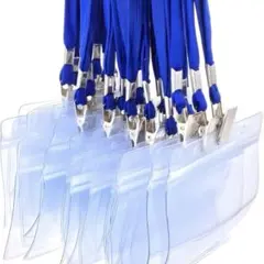 ネーム カード ホルダー ネックストラップ 名札 名刺 ケース ネイビー 10個