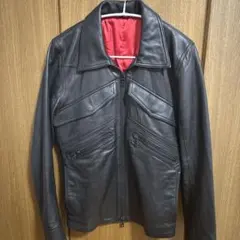 NO.IDレザージャケット ブラック レッド裏