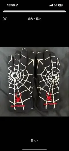 Supreme×spider 手袋 Lサイズ