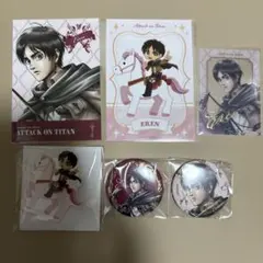 Anique 進撃の巨人 騎馬 エレン アクスタ&缶バッジ&特典等　6点セット