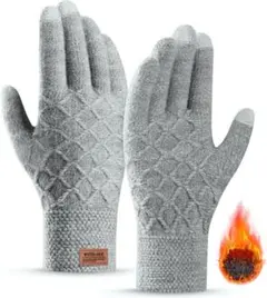 手袋 メンズ スマホ対応 防寒 ふわふわ裏起毛 あたたかなニット タッチパネル