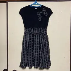 mezzo piano ノースリーブワンピース S 黒/チェック柄