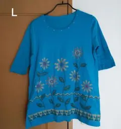 涼しい 綿100％　ラインストーン入Ｔシャツブラウス