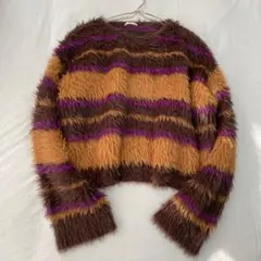 【ジーユー】 フェザーヤーン ボーダーセーター 長袖 カジュアル M