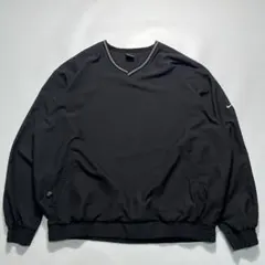 00s ナイキゴルフ ナイロンプルオーバー ピステ 2XL 黒 刺繍ロゴ8084