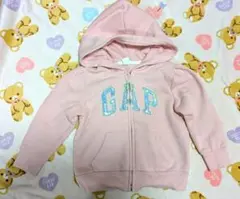 GAP フード付きジップアップパーカー 3歳用 ピンク