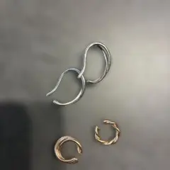 イヤーカフ 3個セット シルバー ピンクゴールド ツイストデザイン(4月末処分)