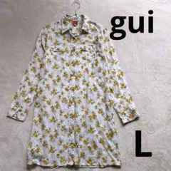 gui 花柄 長袖ロングシャツ チュニック Lサイズ