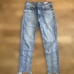 upper hights スキニーデニム ライトブルー フリンジ