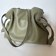ノットストラップレザークロスショルダーバッグ　カーキ