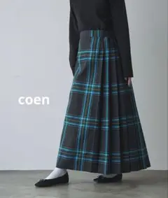 coen《コーエン》チェックプリーツスカート/24FW▪️COBALT▪️Ｍ