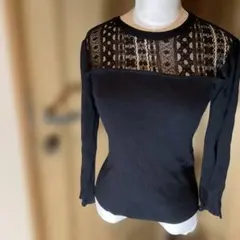 プロポーションボディードレッシング新品未使用レースディテール 黒長袖トップス