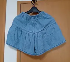 GU デニムブルー フレアキュロットパンツ
