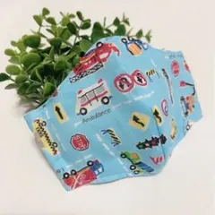 【ラスト】ハンドメイドマスク＊子供用＊ダブルガーゼ＊車＊水色