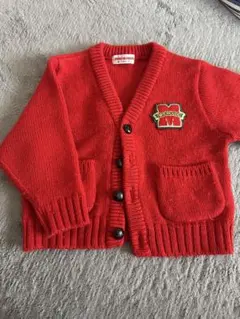 ミキハウス 赤 ボタン付きカーディガン 80-90cm