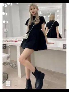 GRL ニットフレアミニワンピース ブラック